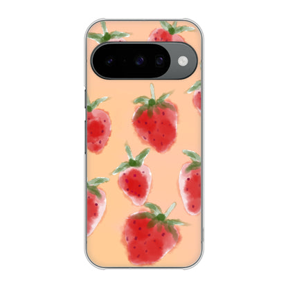 Google Pixel 10 Pro 高画質仕上げ 背面印刷 ハードケースイチゴ 水彩