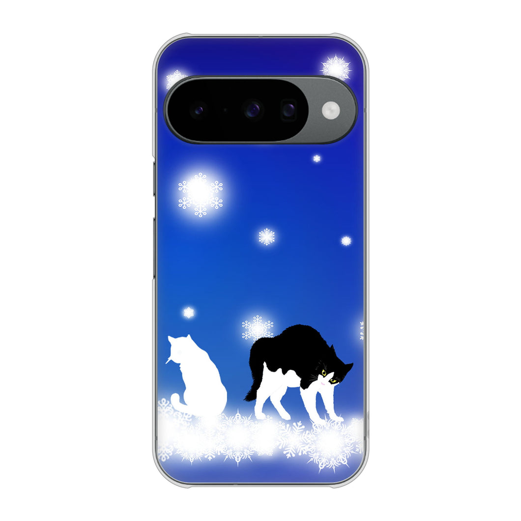 Google Pixel 10 Pro 高画質仕上げ 背面印刷 ハードケース 【YJ335 雪の結晶 はちわれ】