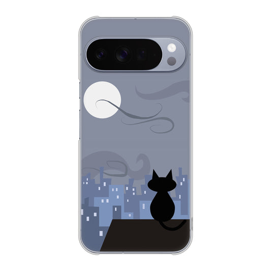 Google Pixel 10 Pro XL 高画質仕上げ 背面印刷 ハードケース夜とネコ
