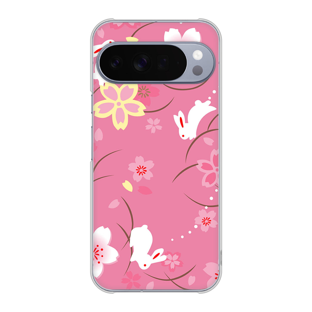 Google Pixel 10 Pro XL 高画質仕上げ 背面印刷 ハードケース 【149 桜と白うさぎ】