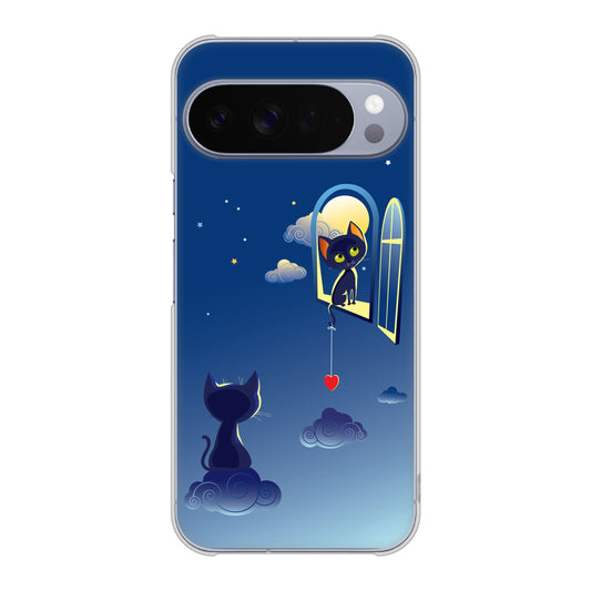 Google Pixel 10 Pro XL 高画質仕上げ 背面印刷 ハードケース夜とネコ