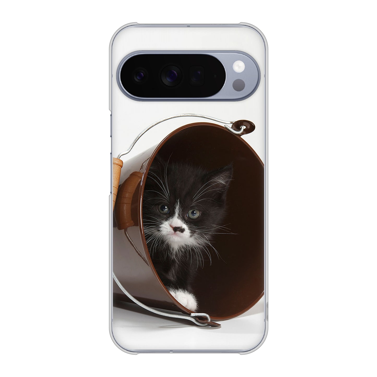 Google Pixel 10 Pro XL 高画質仕上げ 背面印刷 ハードケース 【VA800 ネコとバケツ】