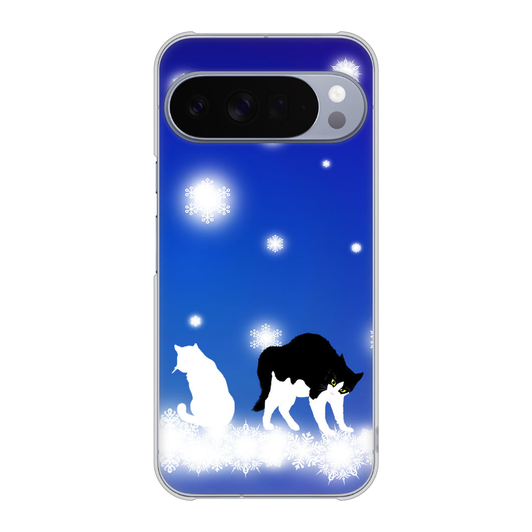 Google Pixel 10 Pro XL 高画質仕上げ 背面印刷 ハードケース 【YJ335 雪の結晶 はちわれ】