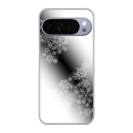 Google Pixel 10 Pro XL 高画質仕上げ 背面印刷 ハードケース 【YJ340 モノトーン 雪の結晶 】