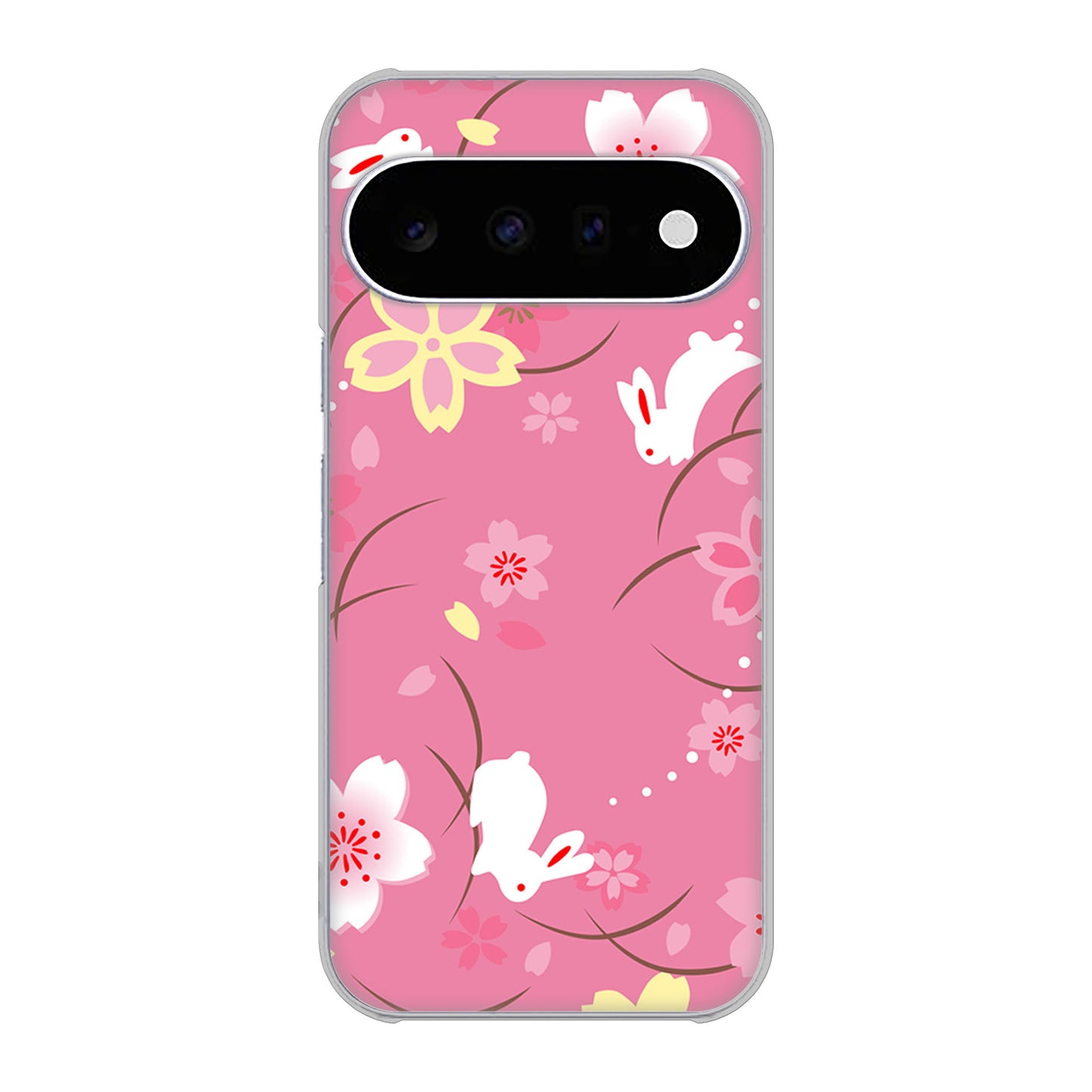 Google Pixel 11 高画質仕上げ 背面印刷 ハードケース 【149 桜と白うさぎ】