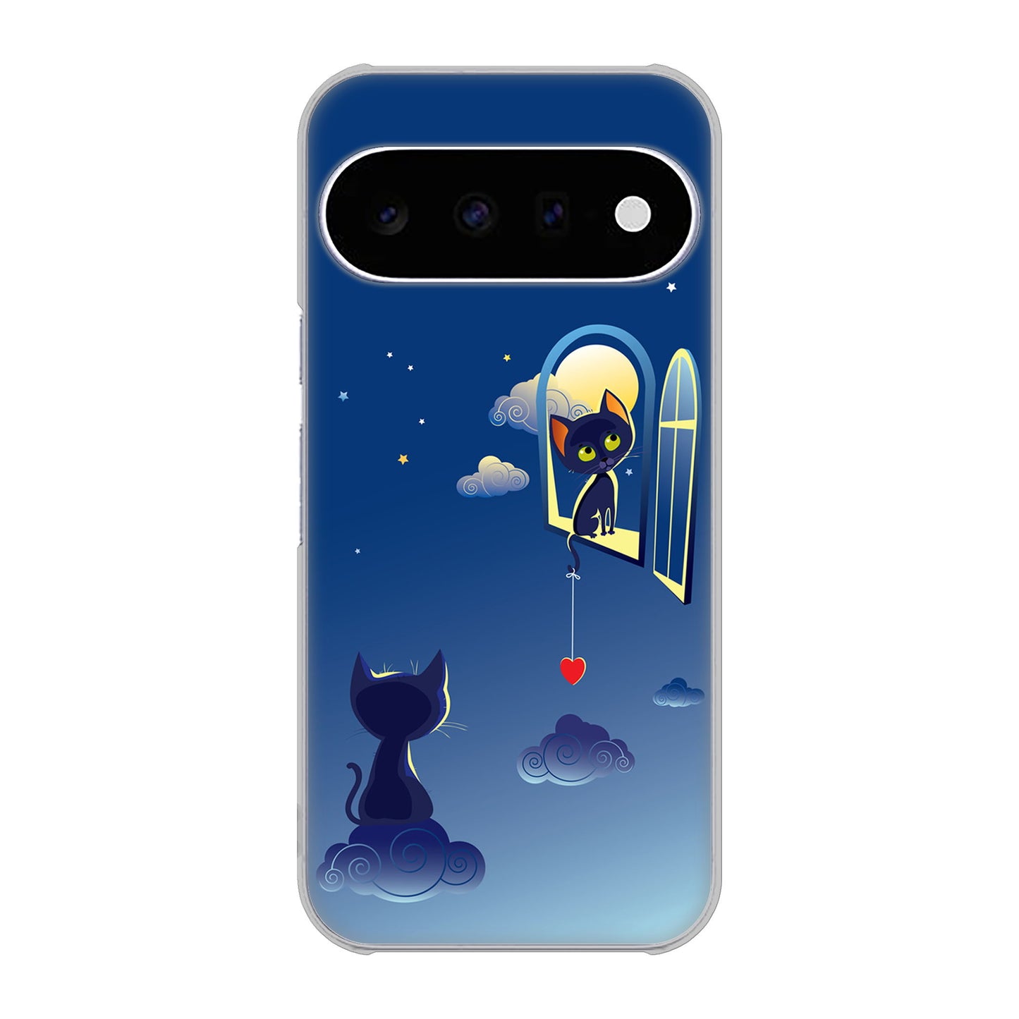 Google Pixel 11 高画質仕上げ 背面印刷 ハードケース夜とネコ
