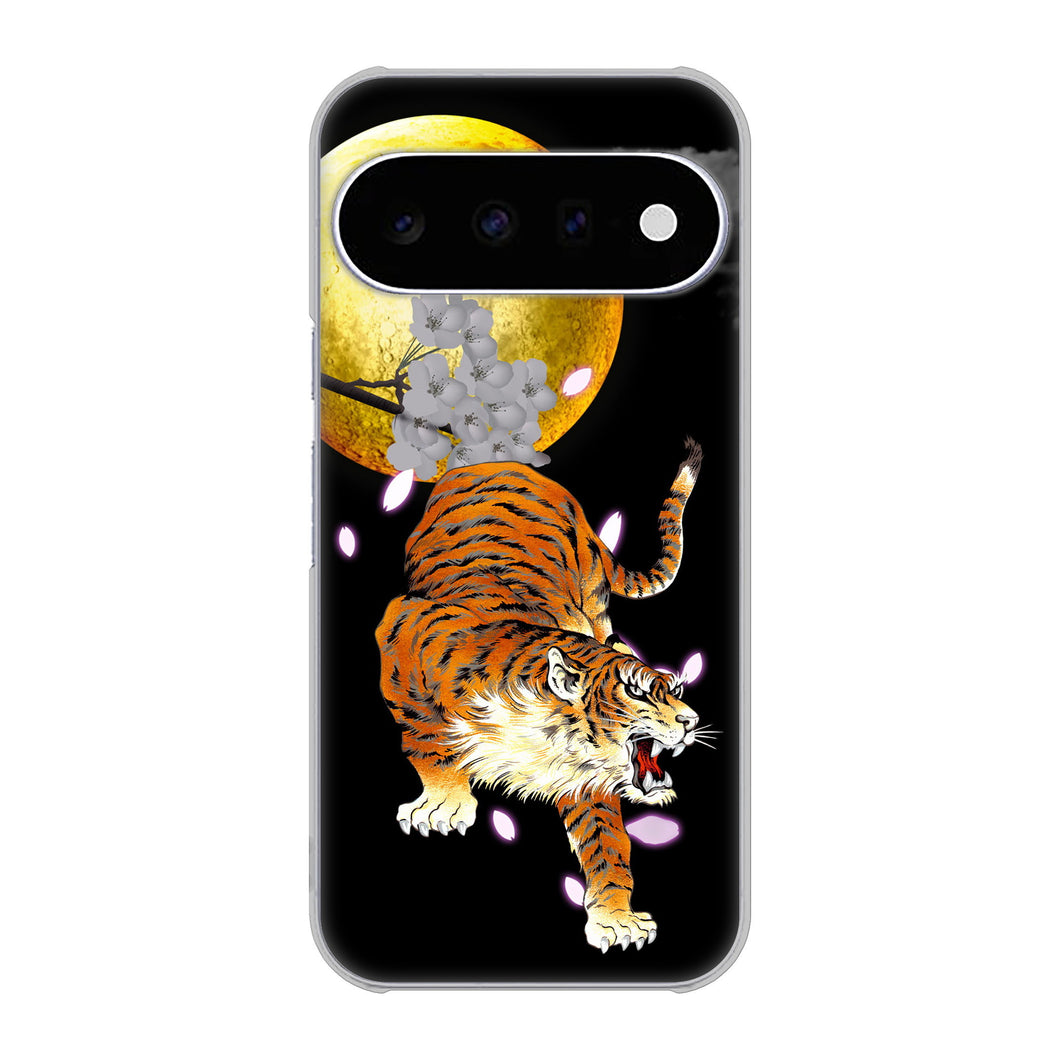 Google Pixel 11 高画質仕上げ 背面印刷 ハードケース月とタイガー
