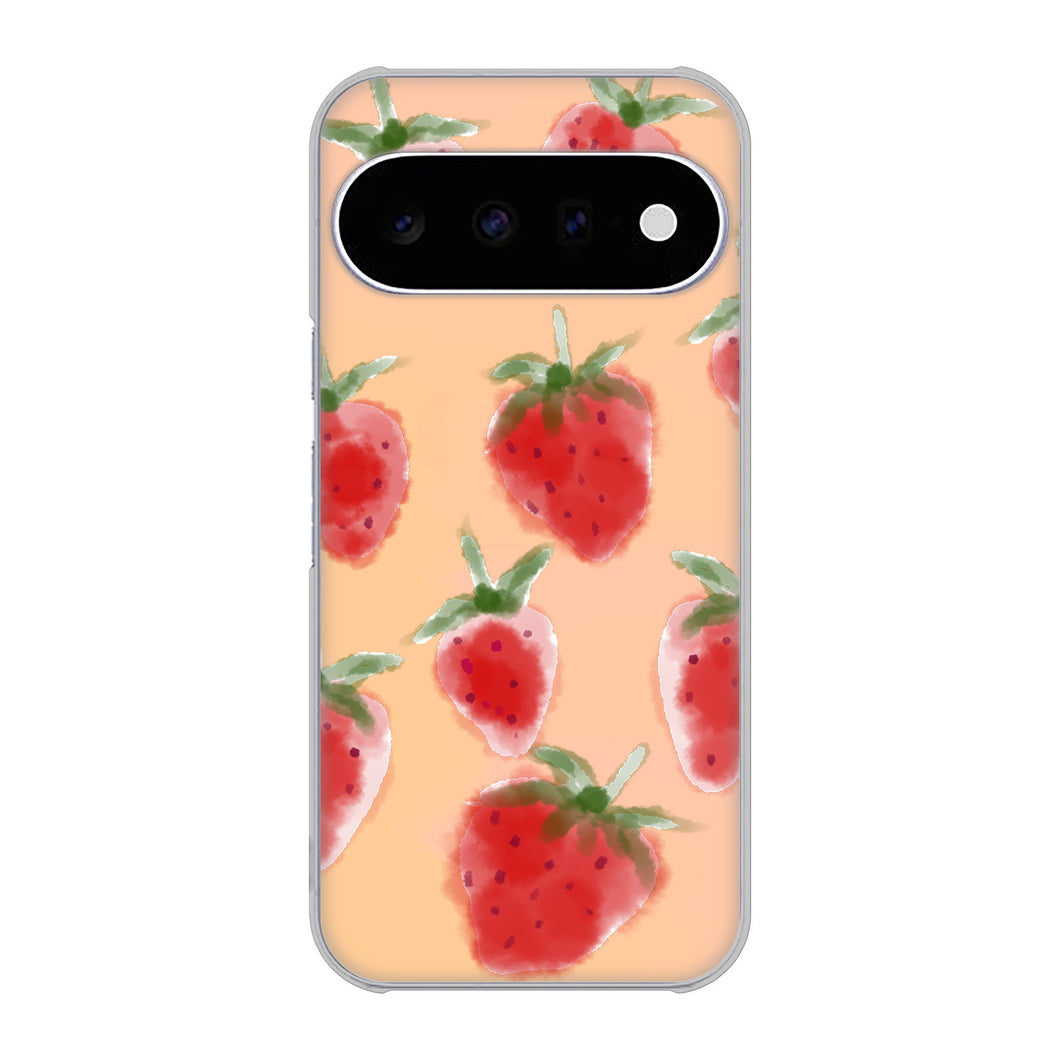Google Pixel 11 高画質仕上げ 背面印刷 ハードケースイチゴ 水彩