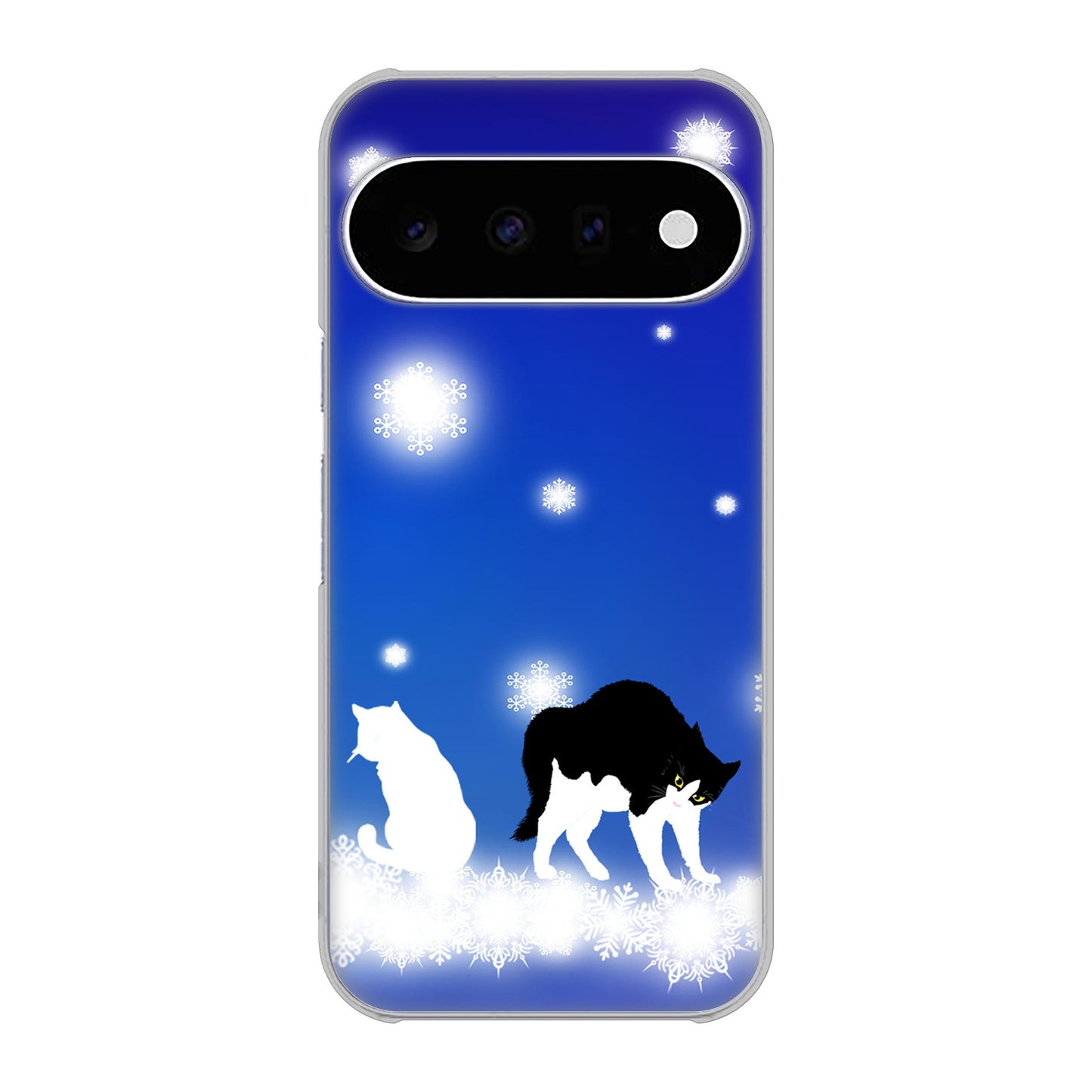 Google Pixel 11 高画質仕上げ 背面印刷 ハードケース 【YJ335 雪の結晶 はちわれ】