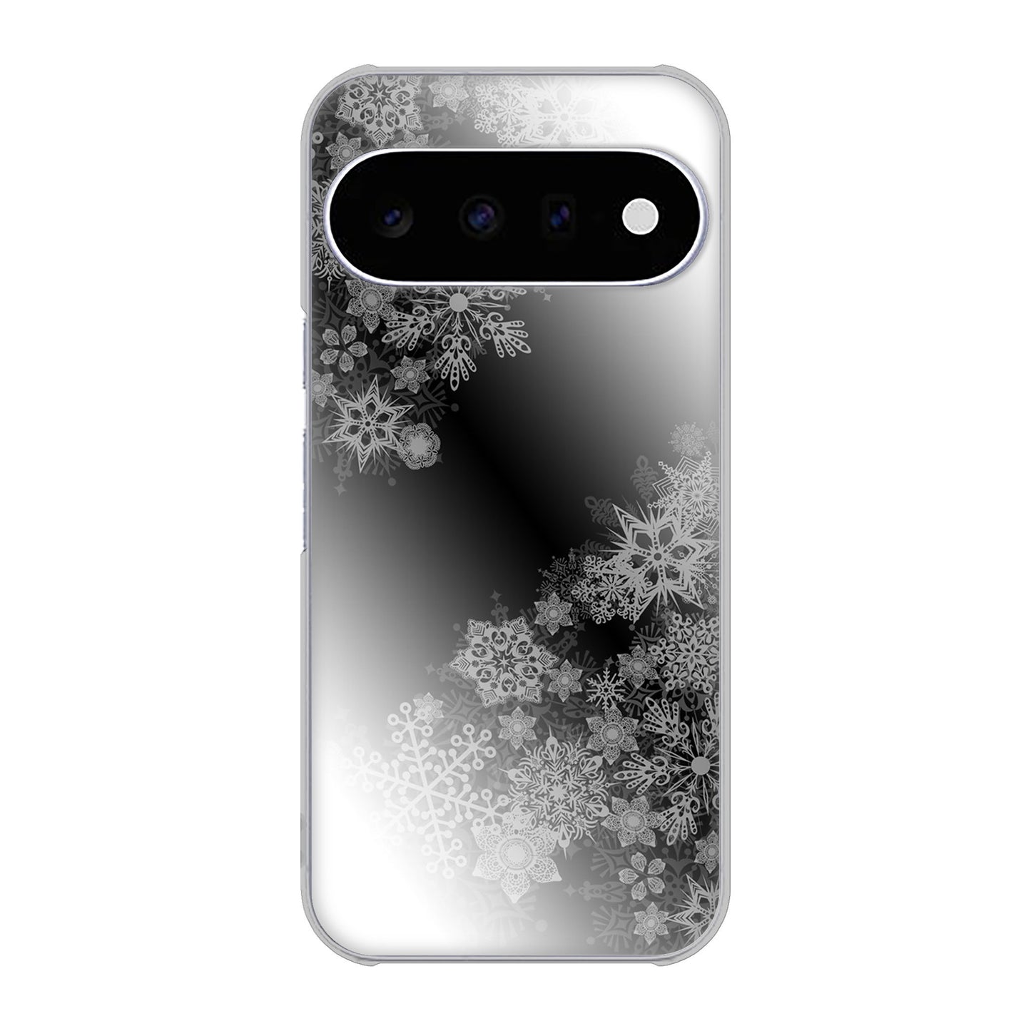 Google Pixel 11 高画質仕上げ 背面印刷 ハードケース 【YJ340 モノトーン 雪の結晶 】