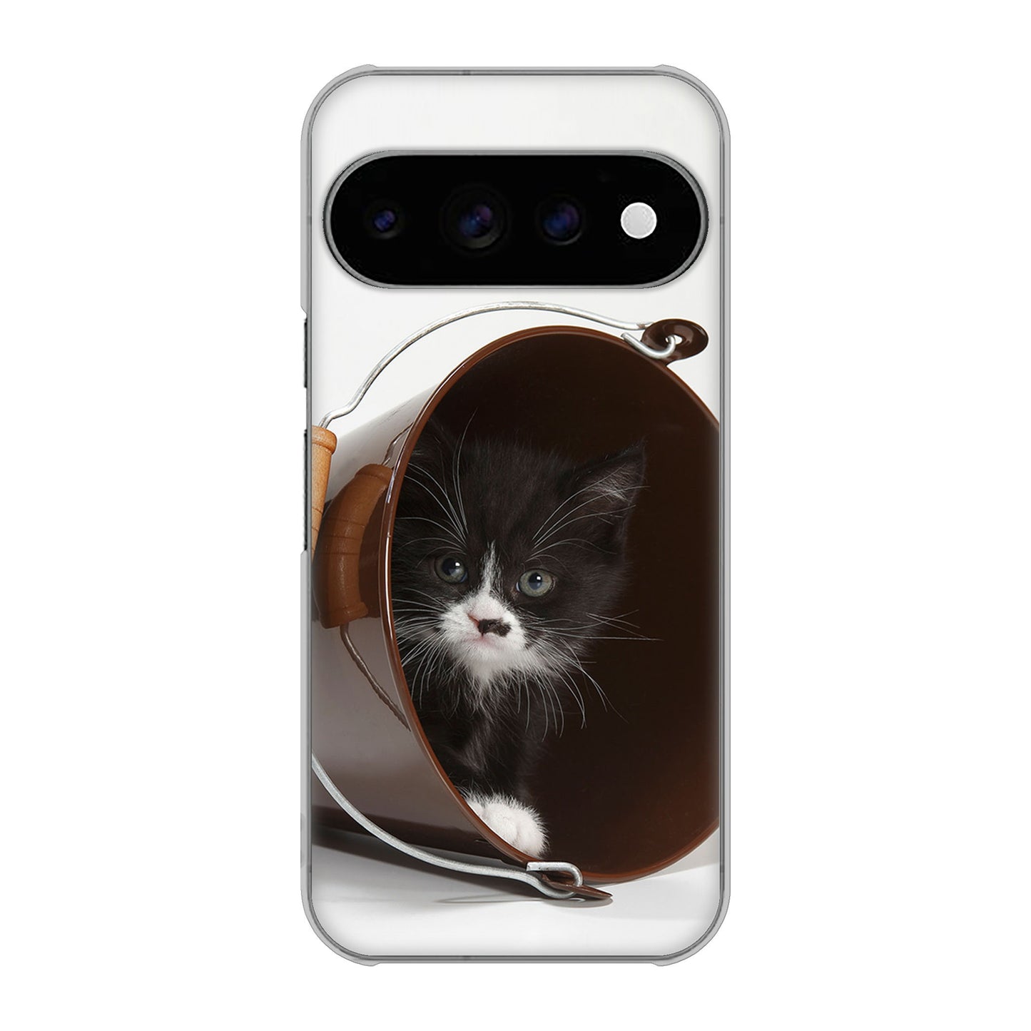 Google Pixel 11 Pro 高画質仕上げ 背面印刷 ハードケース 【VA800 ネコとバケツ】
