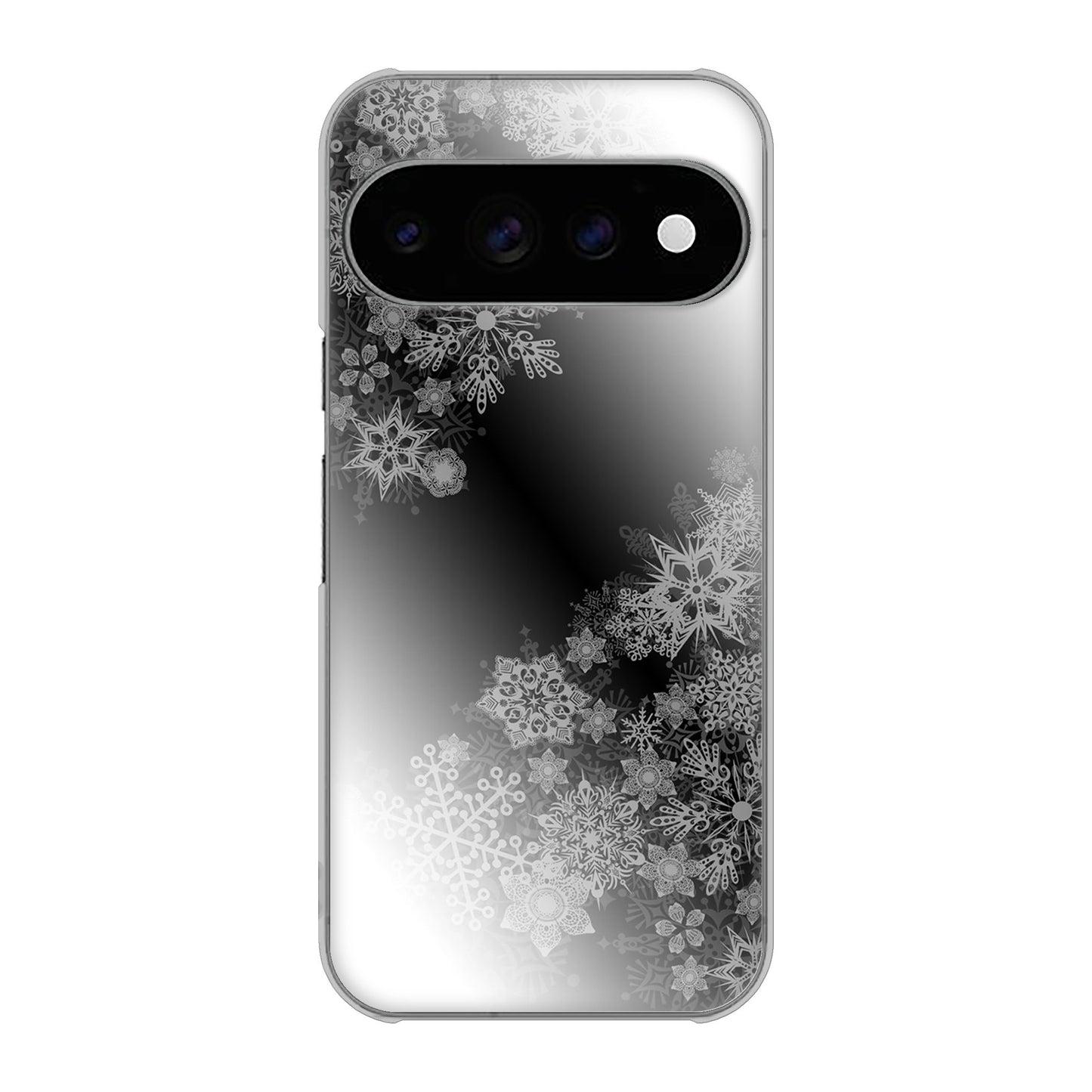 Google Pixel 11 Pro 高画質仕上げ 背面印刷 ハードケース 【YJ340 モノトーン 雪の結晶 】