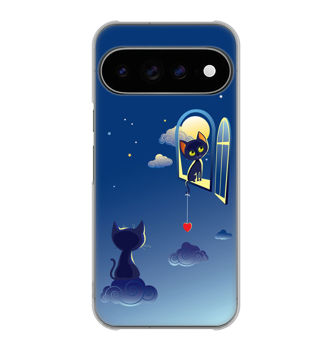 Google Pixel 11 Pro XL 高画質仕上げ 背面印刷 ハードケース夜とネコ