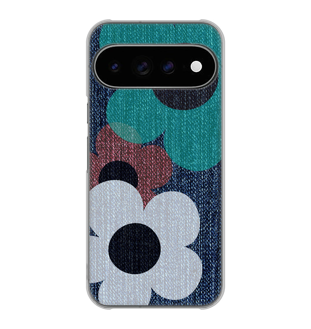 Google Pixel 11 Pro XL 高画質仕上げ 背面印刷 ハードケース 【EK869 ルーズフラワーinデニム風】