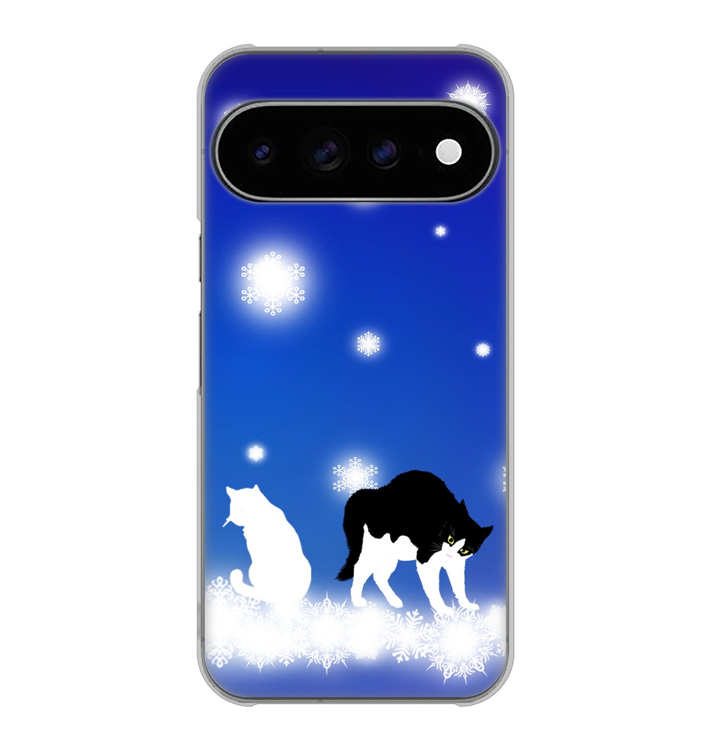 Google Pixel 11 Pro XL 高画質仕上げ 背面印刷 ハードケース 【YJ335 雪の結晶 はちわれ】