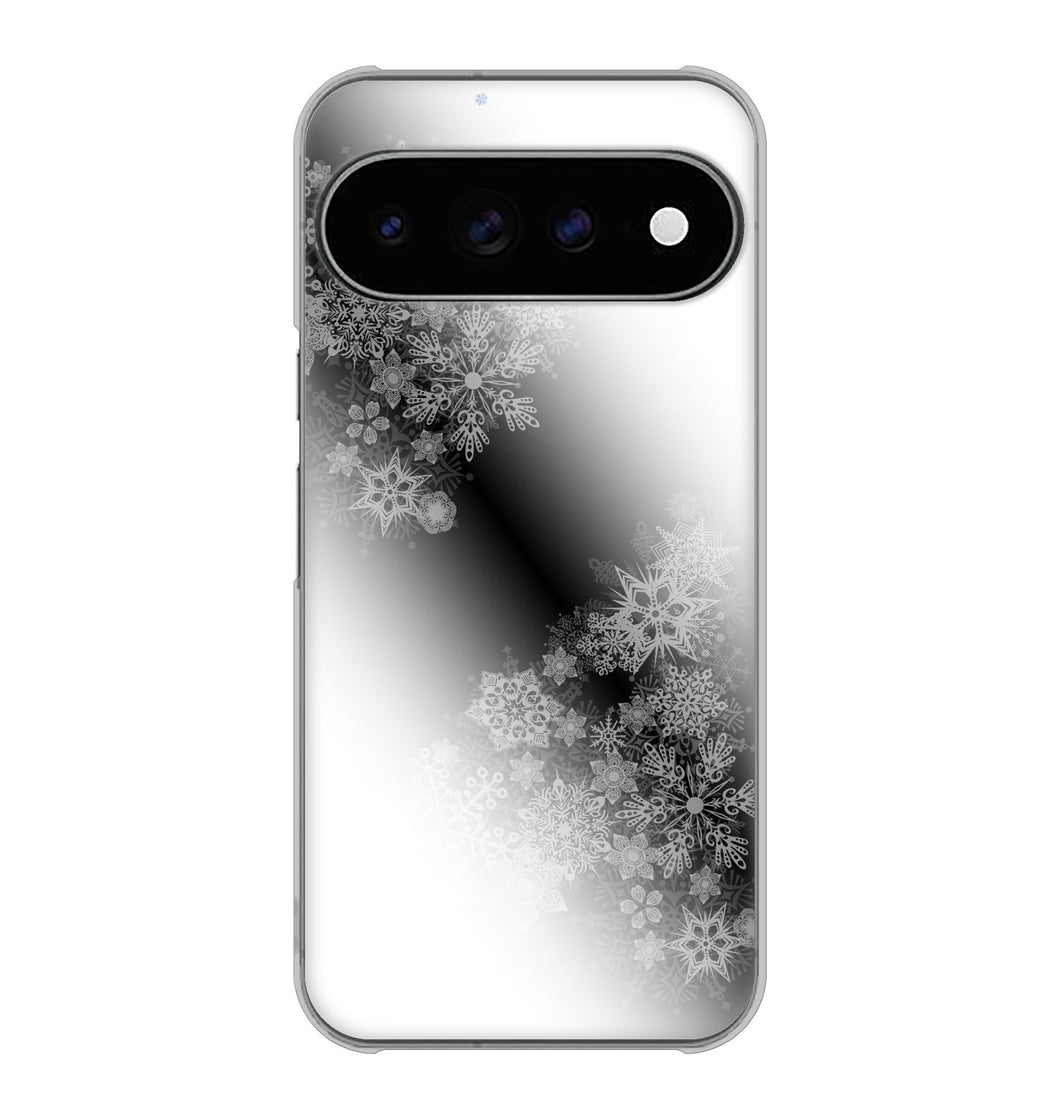 Google Pixel 11 Pro XL 高画質仕上げ 背面印刷 ハードケース 【YJ340 モノトーン 雪の結晶 】