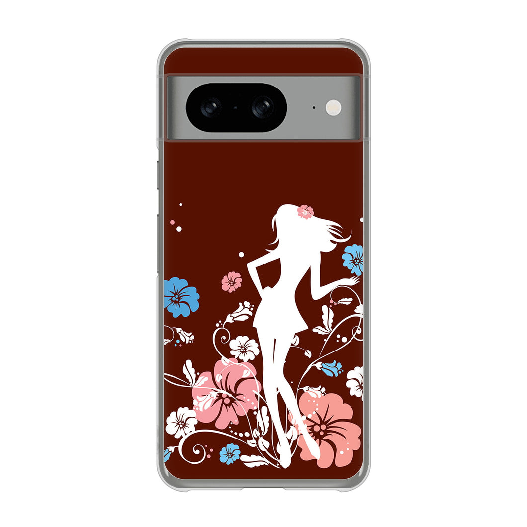 Google Pixel 8 110 ハイビスカスと少女 ハードケース 背面印刷