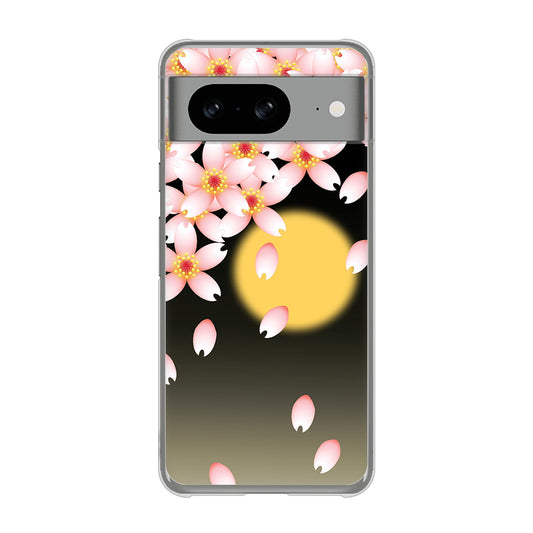 Google Pixel 8 高画質仕上げ 背面印刷 ハードケース 【136 満月と夜桜】