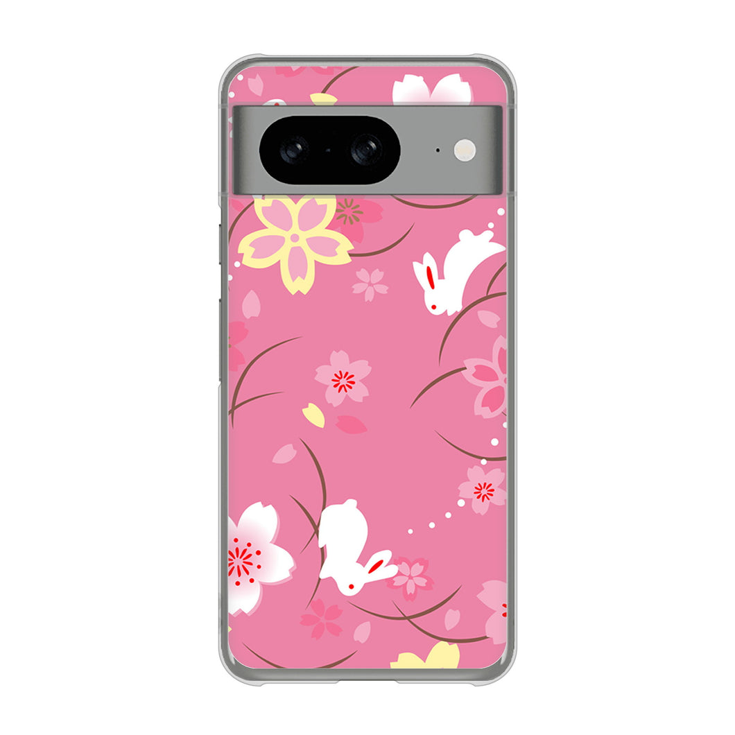Google Pixel 8 149 桜と白うさぎ ハードケース 背面印刷