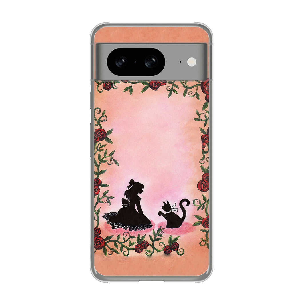 Google Pixel 8 高画質仕上げ 背面印刷 ハードケースお姫様とネコ