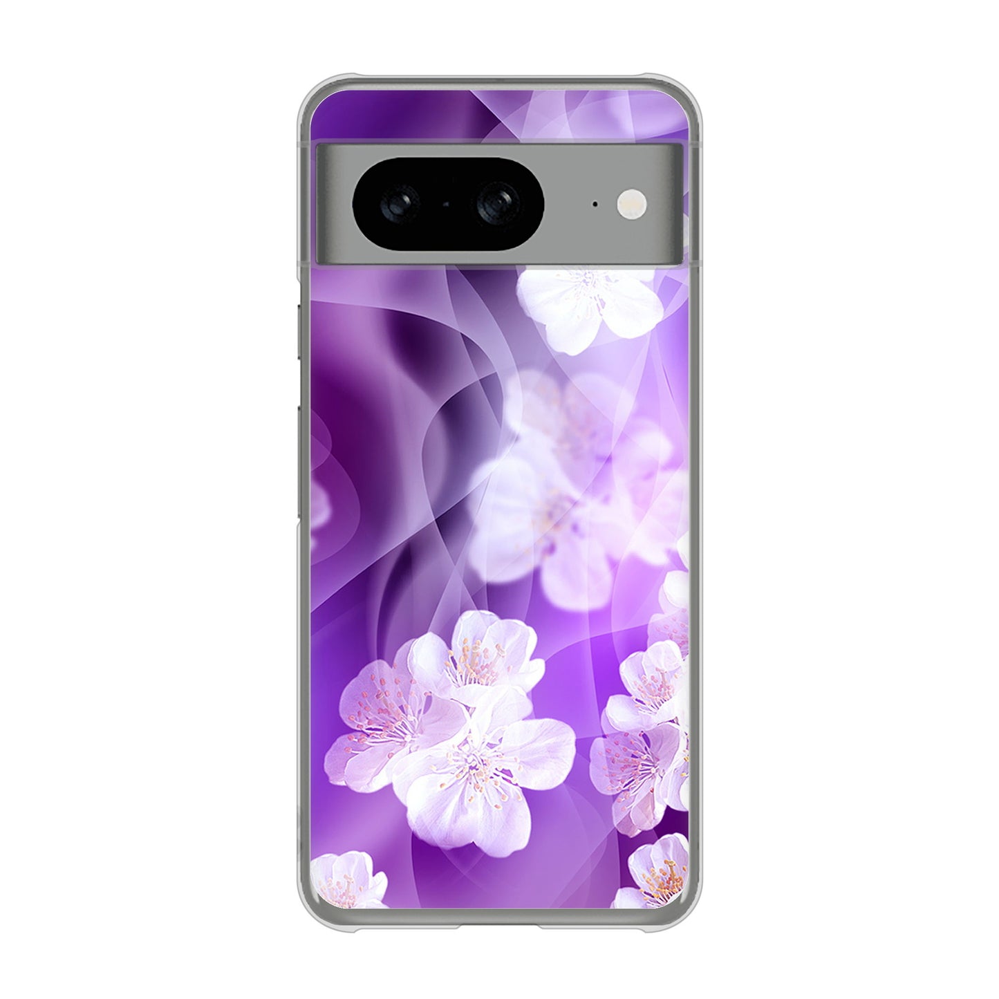 Google Pixel 8 高画質仕上げ 背面印刷 ハードケース 【1211 桜とパープルの風】