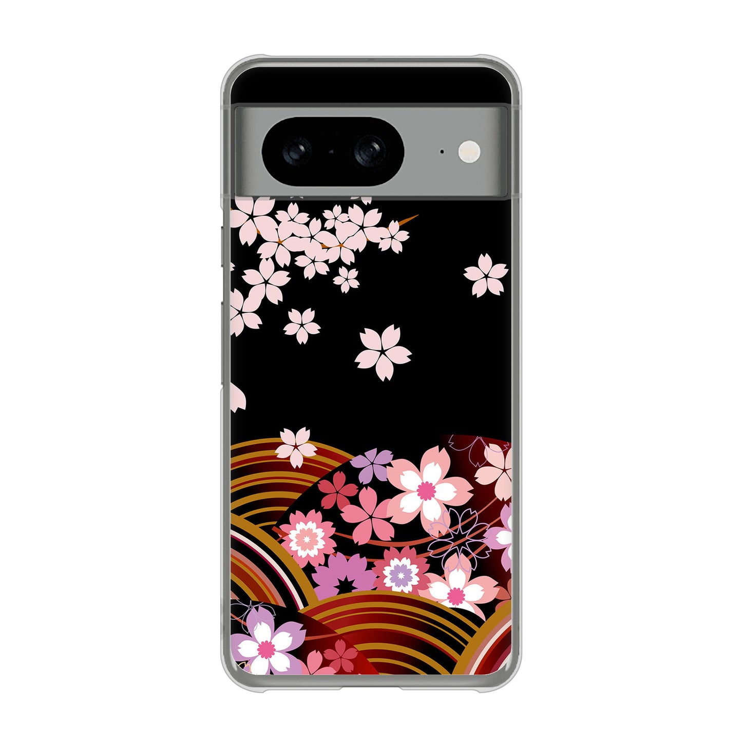 Google Pixel 8 高画質仕上げ 背面印刷 ハードケース 【1237 和柄＆筆文字・夜桜の宴】