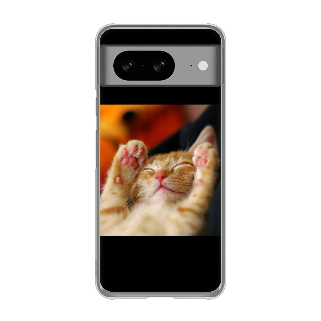 Google Pixel 8 VA804 爆睡するネコ ハードケース 背面印刷