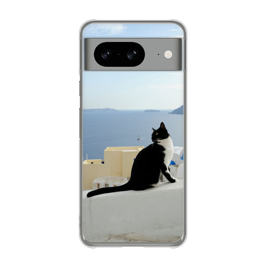 Google Pixel 8 高画質仕上げ 背面印刷 ハードケース 【VA805 ネコと地中海】