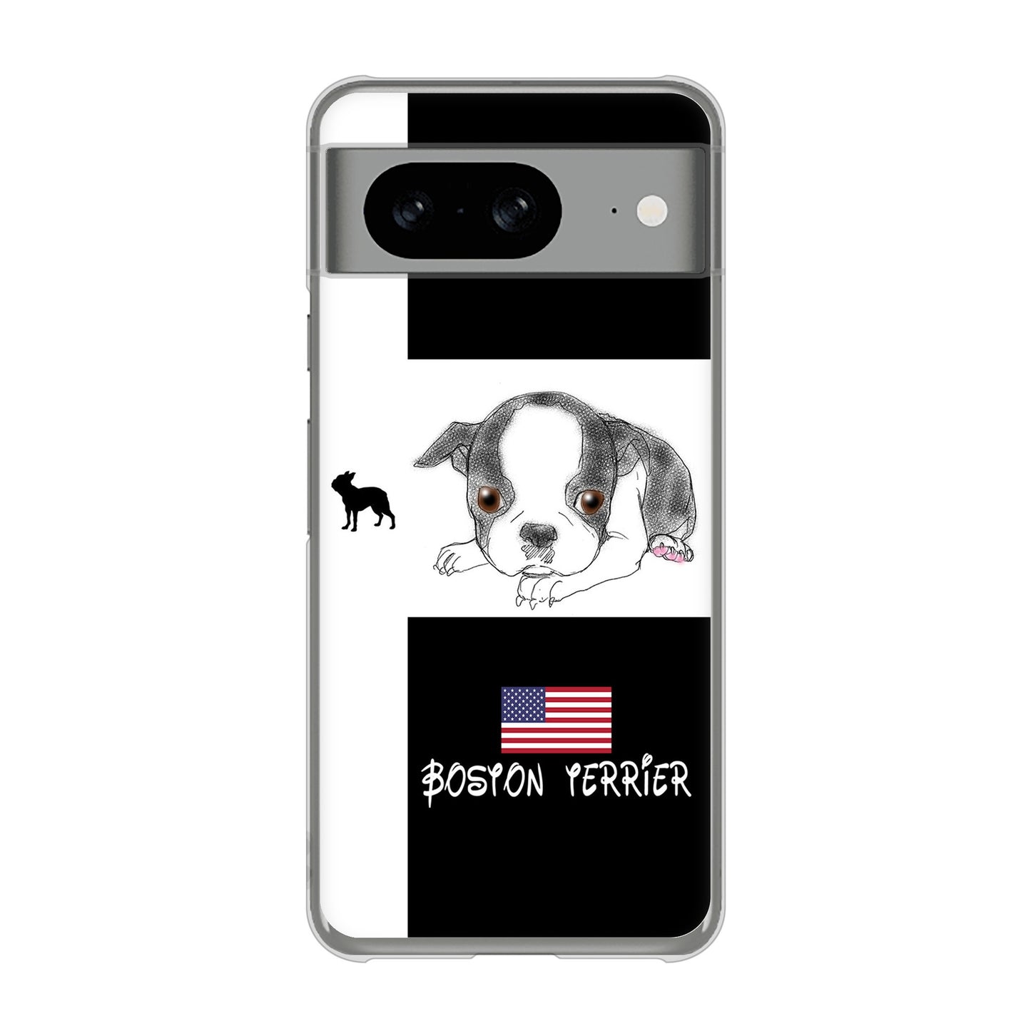 Google Pixel 8 高画質仕上げ 背面印刷 ハードケースボストンテリア