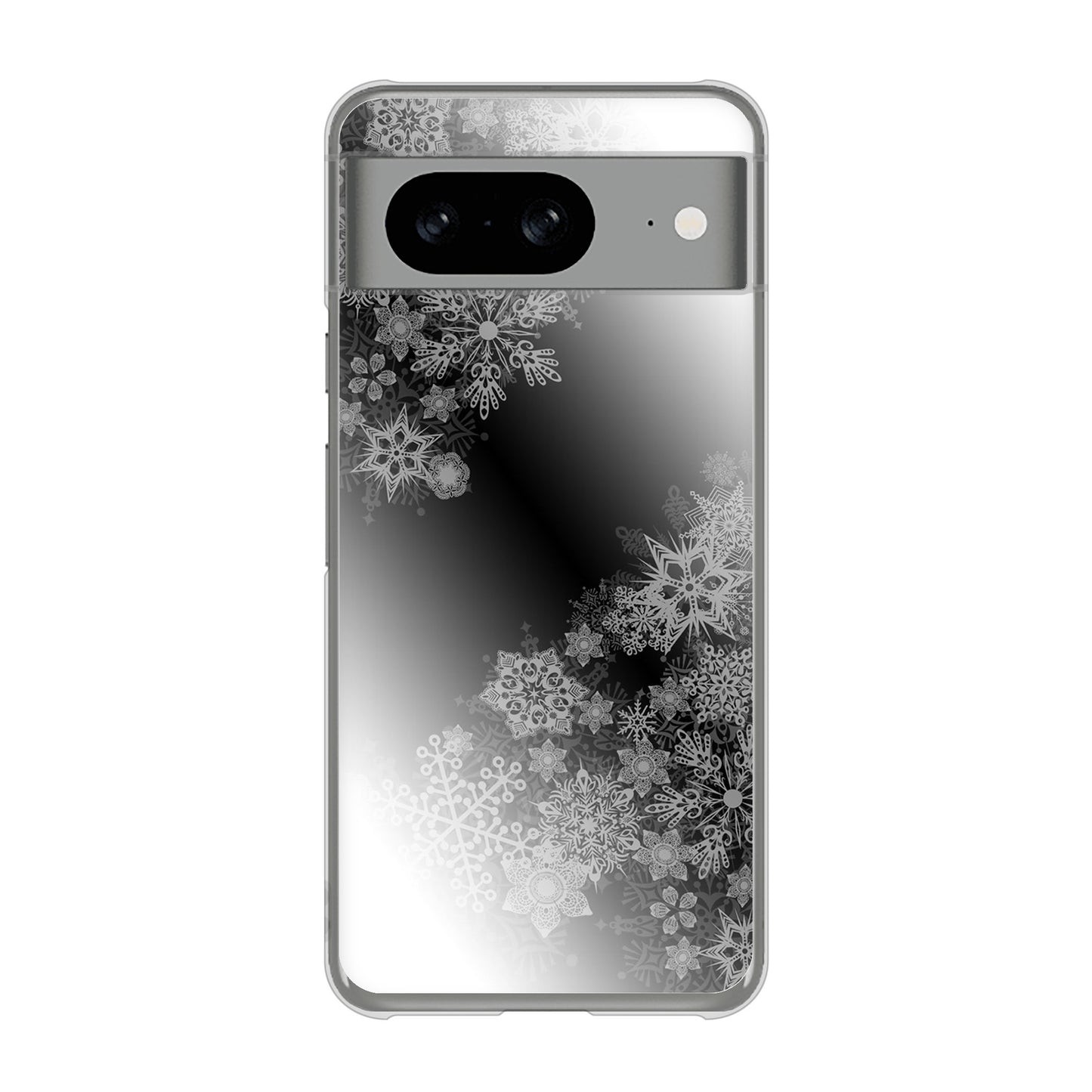 Google Pixel 8 YJ340 モノトーン 雪の結晶 ハードケース 背面印刷