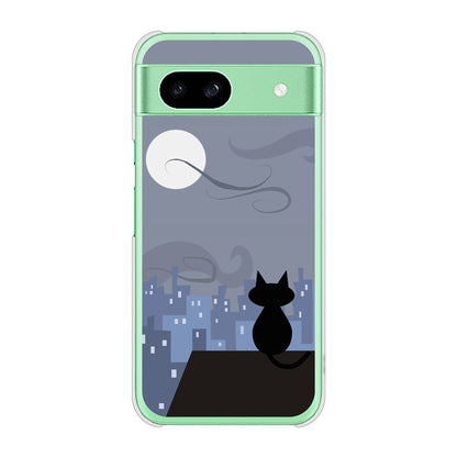 Google Pixel 8a 高画質仕上げ 背面印刷 ハードケース夜とネコ