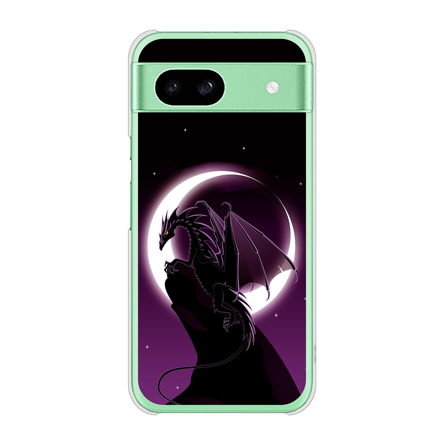 Google Pixel 8a 高画質仕上げ 背面印刷 ハードケース 【037 三日月とドラゴン】