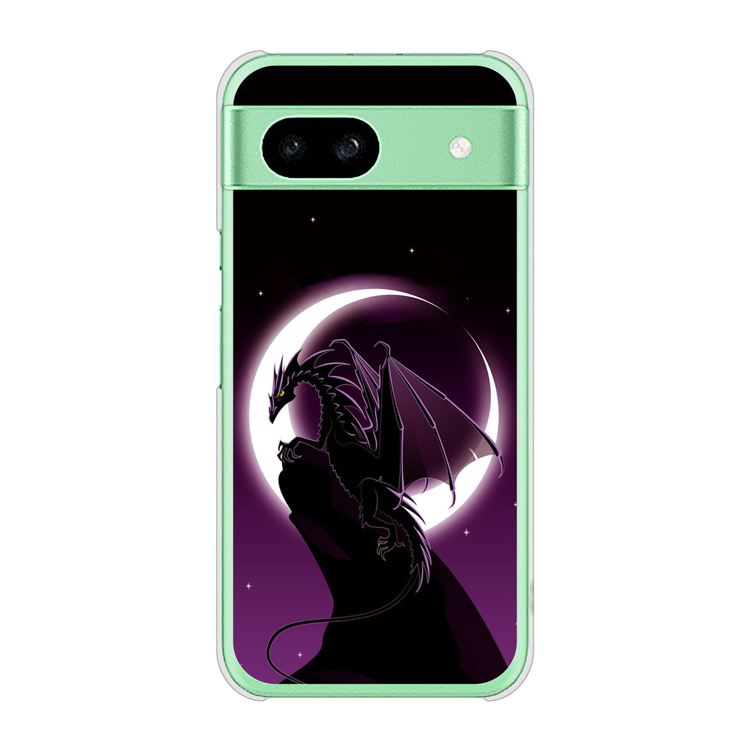 Google Pixel 8a 高画質仕上げ 背面印刷 ハードケース 【037 三日月とドラゴン】