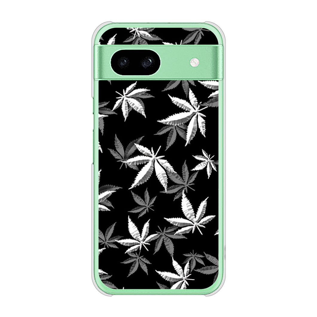 Google Pixel 8a 高画質仕上げ 背面印刷 ハードケース 【064 モノトーン大麻ブラック】