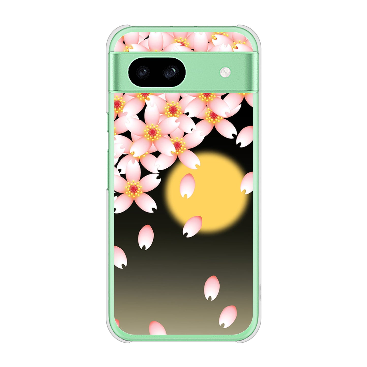 Google Pixel 8a 高画質仕上げ 背面印刷 ハードケース 【136 満月と夜桜】