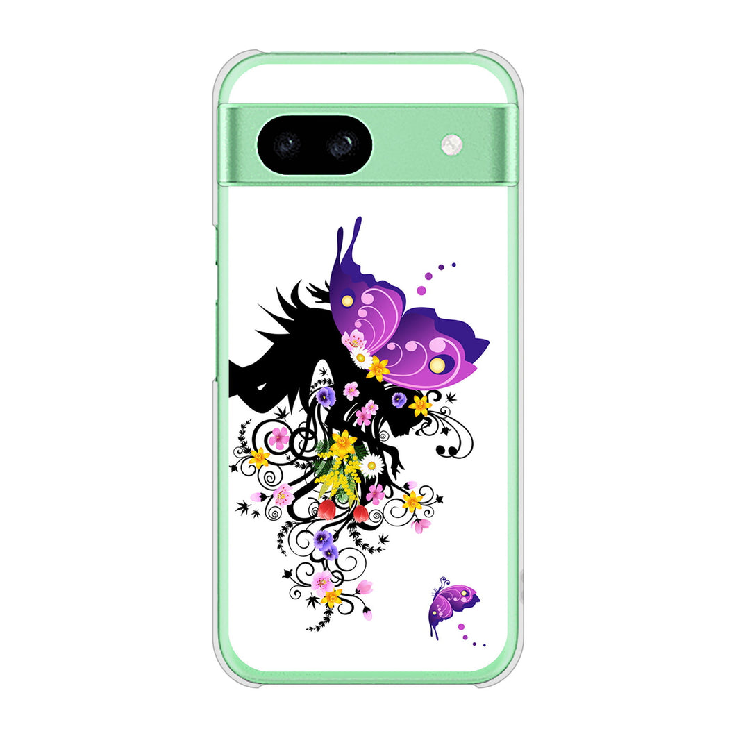 Google Pixel 8a 高画質仕上げ 背面印刷 ハードケースバタフライ
