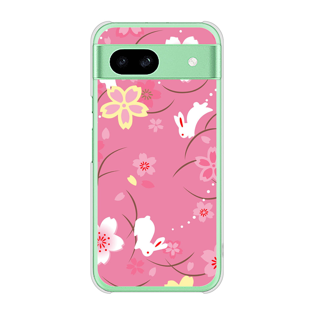 Google Pixel 8a 高画質仕上げ 背面印刷 ハードケース 【149 桜と白うさぎ】