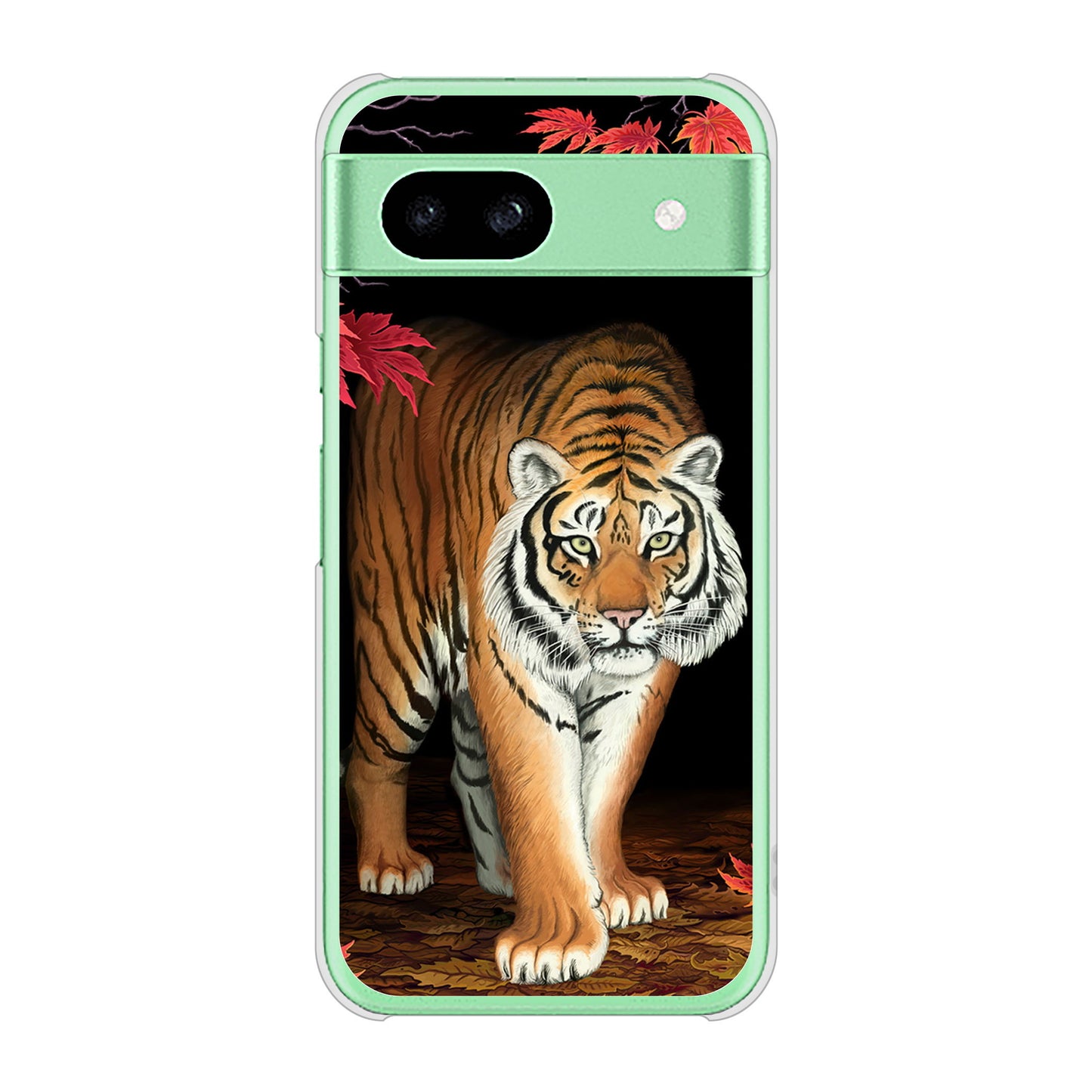Google Pixel 8a 高画質仕上げ 背面印刷 ハードケース 【177 もみじと虎】