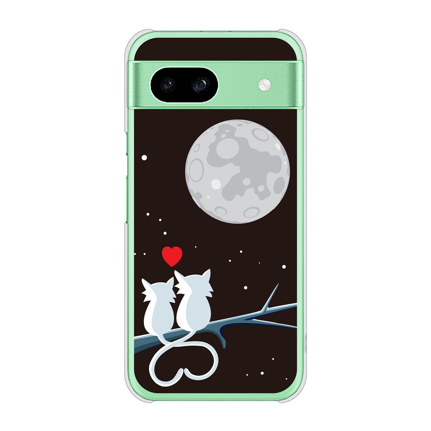 Google Pixel 8a 高画質仕上げ 背面印刷 ハードケース夜とネコ