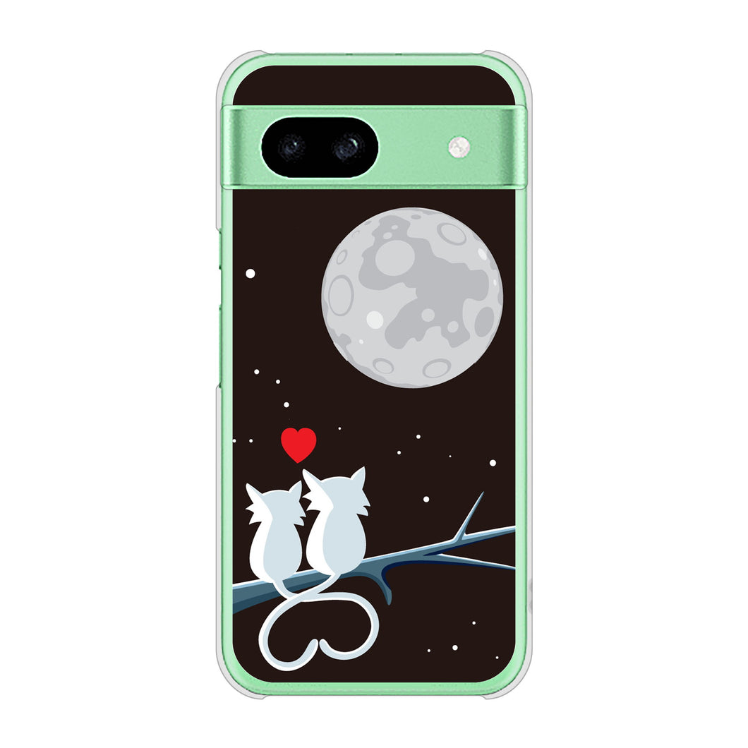 Google Pixel 8a 高画質仕上げ 背面印刷 ハードケース夜とネコ