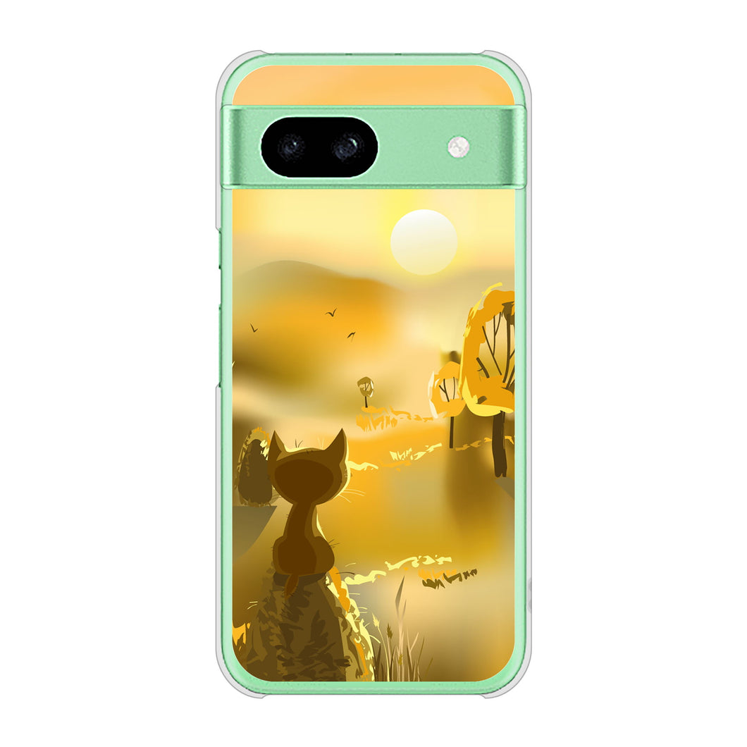 Google Pixel 8a 高画質仕上げ 背面印刷 ハードケース 【400 たそがれの猫】