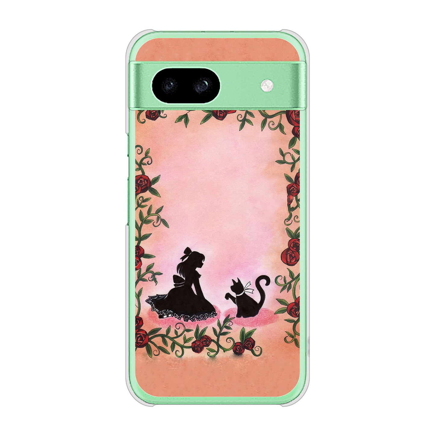 Google Pixel 8a 高画質仕上げ 背面印刷 ハードケースお姫様とネコ