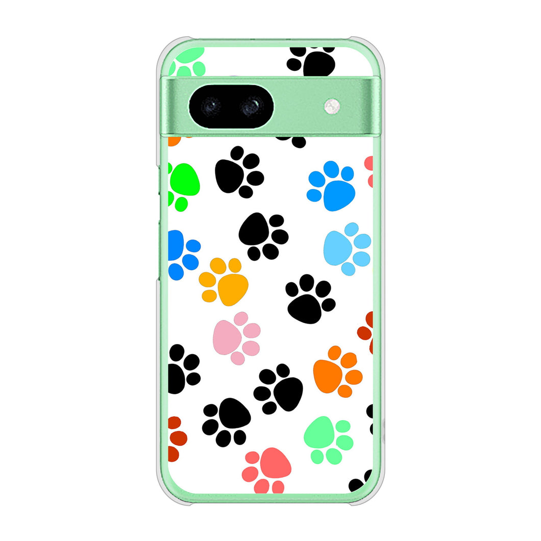 Google Pixel 8a 高画質仕上げ 背面印刷 ハードケース 【1108 あしあとカラフル】