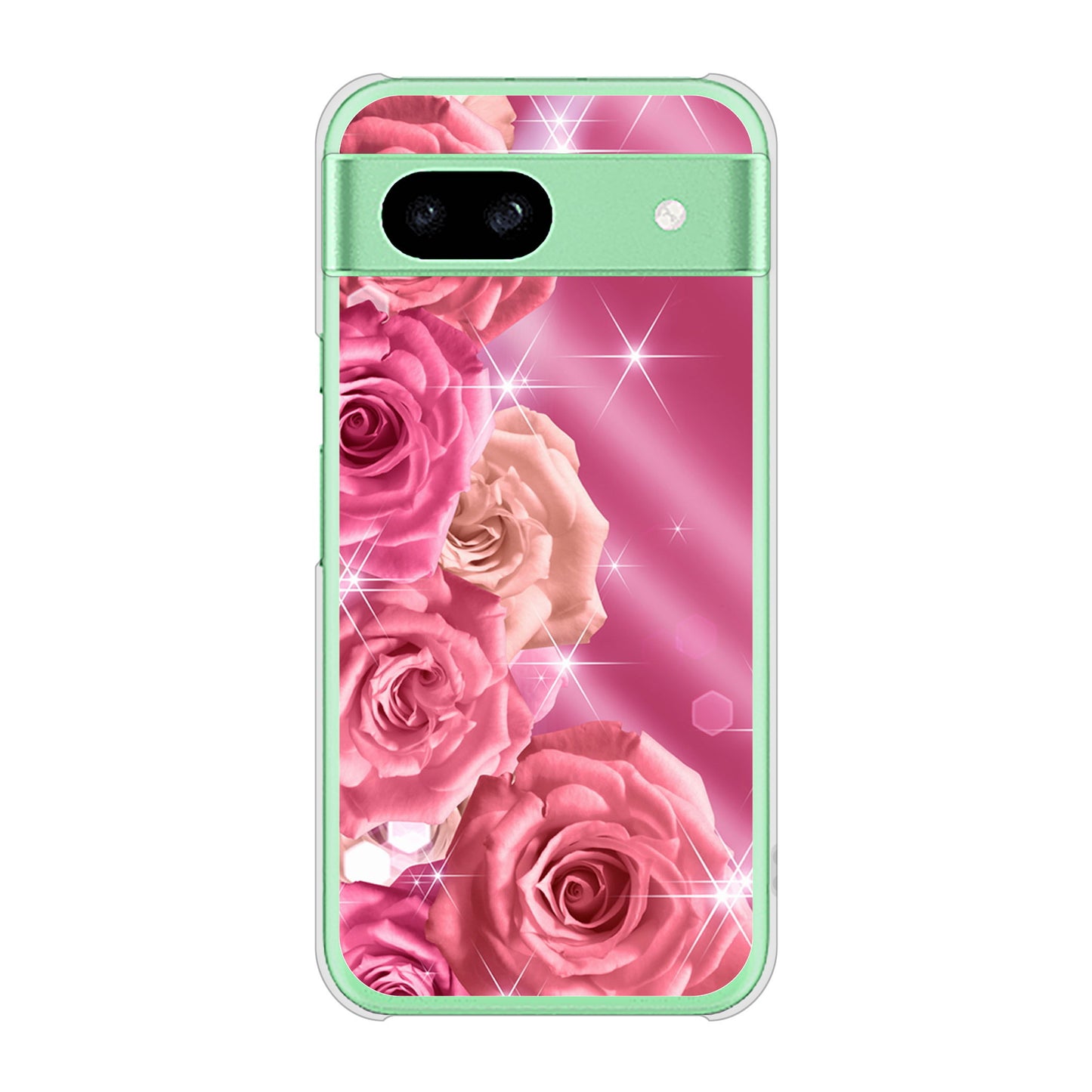 Google Pixel 8a 高画質仕上げ 背面印刷 ハードケース 【1182 ピンクの薔薇に誘われて】
