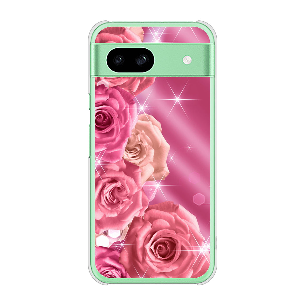 Google Pixel 8a 高画質仕上げ 背面印刷 ハードケース 【1182 ピンクの薔薇に誘われて】