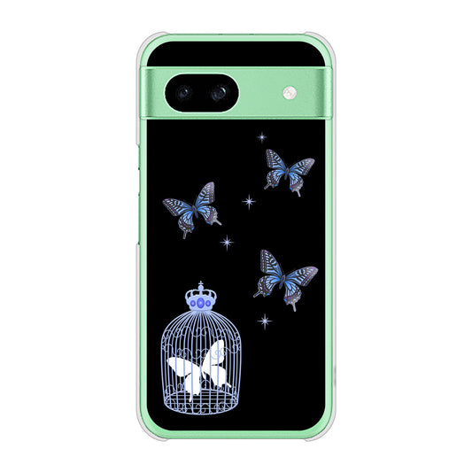 Google Pixel 8a 高画質仕上げ 背面印刷 ハードケースむかいあぐる 蝶の王冠鳥かご