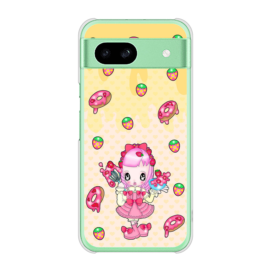 Google Pixel 8a 高画質仕上げ 背面印刷 ハードケースむかいあぐる ストロベリードーナツ