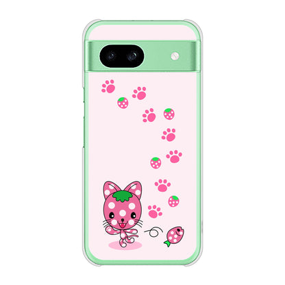 Google Pixel 8a 高画質仕上げ 背面印刷 ハードケースむかいあぐる イチゴ猫のにゃんベリー