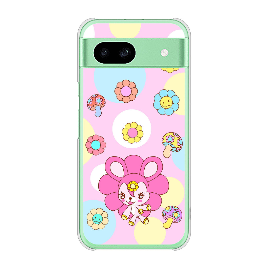 Google Pixel 8a 高画質仕上げ 背面印刷 ハードケースむかいあぐる フラワーうさぎのフラッピョン