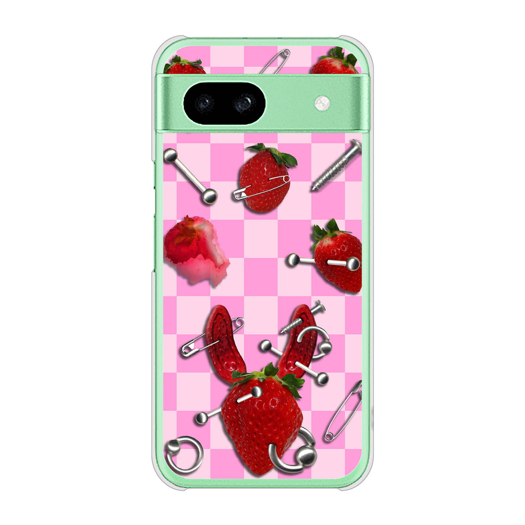 Google Pixel 8a 高画質仕上げ 背面印刷 ハードケースむかいあぐる 苺パンク